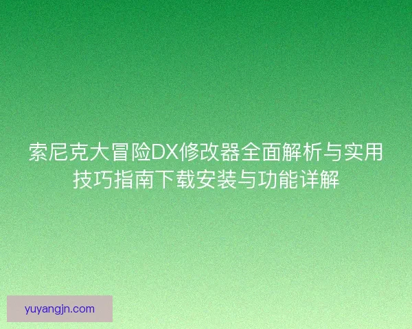 索尼克大冒险DX修改器全面解析与实用技巧指南下载安装与功能详解