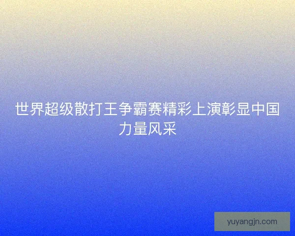 世界超级散打王争霸赛精彩上演彰显中国力量风采
